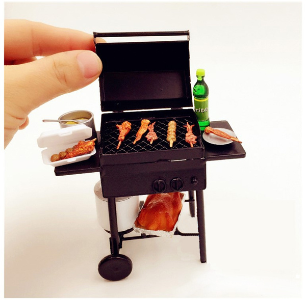 1:12 Dollhouse Miniature Black Iron BBQ Grill Garden Outdoor Accessory Gift 