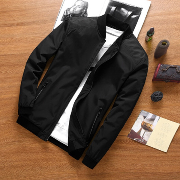 Jamickiki Autumn Men's BomberJacket Solid Color Jacket Plus Size Jacket ...