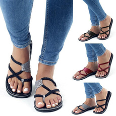 High Quality Women Spring and Summer Fashion Bandage Sandals Casual Open Toe Beach Sandals Cute Flip-flops Work Shoes Summer Slipper Plus Size