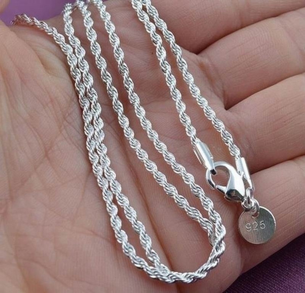 925 Sterling Silver Rope Chain, Silver Chain, Chain Necklace for