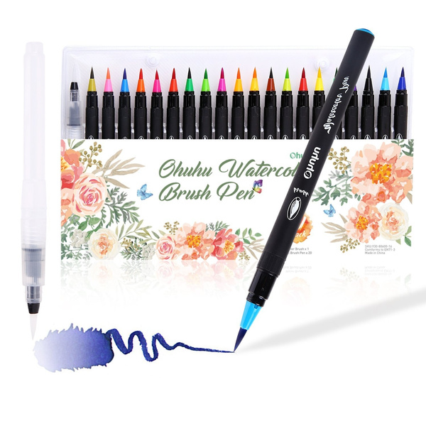Amazon.com: Watercolor Brush Pens, Real Brush Pen, 30 Watercolor Painting  Markers with Flexible Nylon Brush Tips for Coloring, Calligraphy and Drawing  (1 Water Brush Pens for Blending) : Arts, Crafts & Sewing