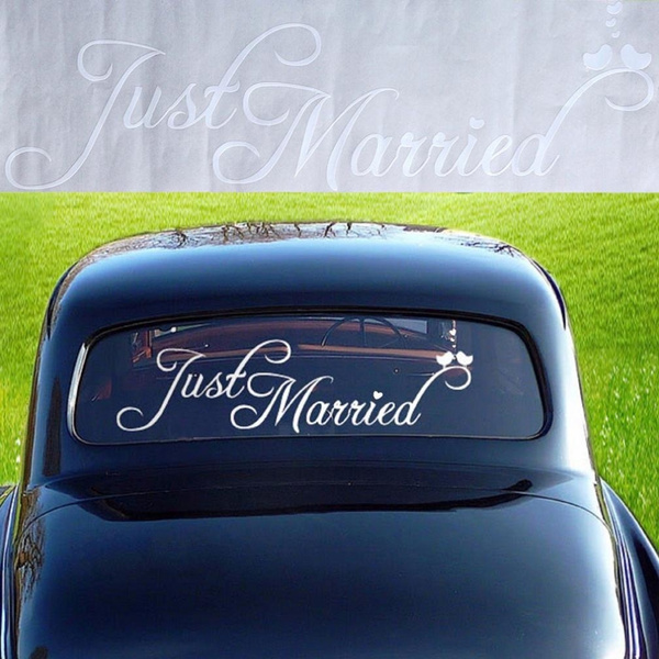 Just Married Wedding Day Car Window Sticker Personalised Sign