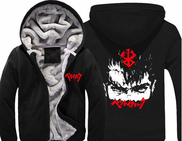 Japanese Anime Berserk Hoodies Men Women Sweatshirt Super Warm Thicken Fleece Zip Up Coat Wish