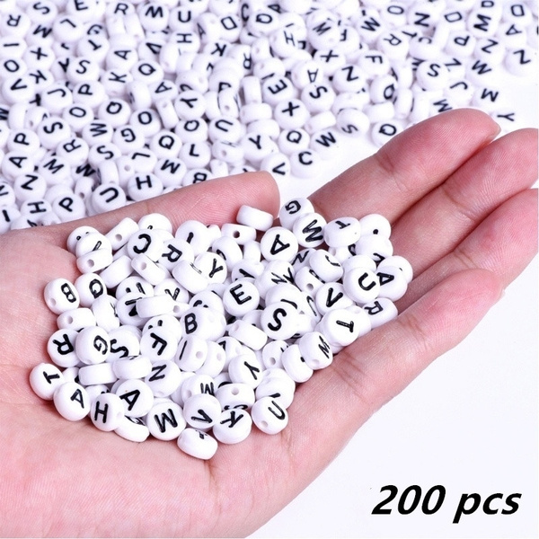 200 Pcs 7mm Round Alphabet Beads Acrylic Bead Letters Mixed Colorful DIY  Letter Interval Beads for Bracelet Accessories for Jewelry Making