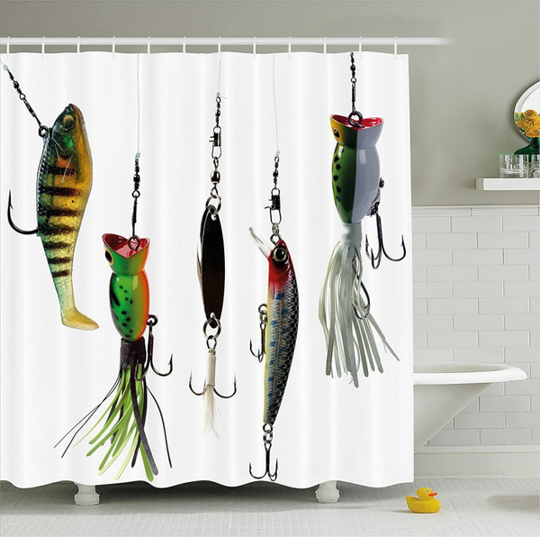 Fishing Decor Shower Curtain Various, Fish Themed Shower Curtains