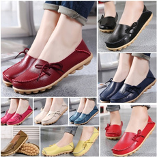 Plus Size 34-44 Women's Genuine Leather Flat Shoes Causal Mother Shoes Cowhide Moccasins Candy Colors