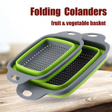 Kitchen Collapsible Colander Fruit Vegetable Washing Drain Basket Folding Strainer