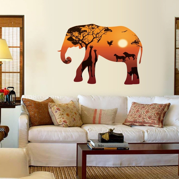 New elephants bedroom living room sofa wall wallpaper decorative wall ...
