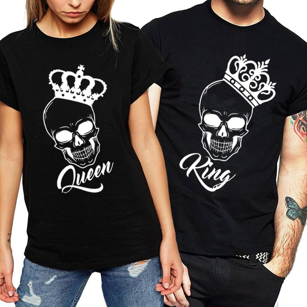 King Queen Skull Shirts Cotton Tops 