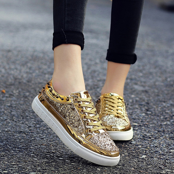gold bling sneakers