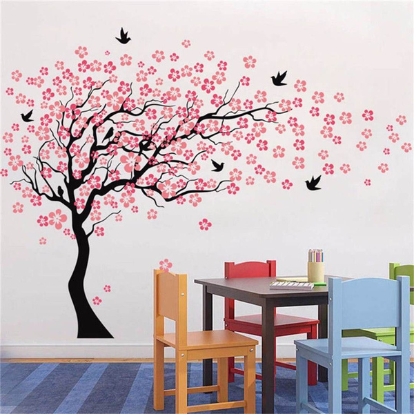 WALL STICKER FLOWER DECAL CHERRY BLOSSOM BIRDS VINYL MURAL ART