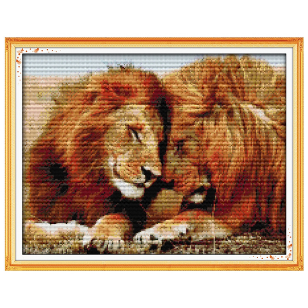 The Male Lion Animal Painting The Cross Embroidery Set Kits For Embroidery Free Cross Stitch Patterns Flowers Printed Cross Stitch Embroidery Cross Stitch Cross Stitch Kit Chinese Embroidery Cross Stitch The Cross Embroidery