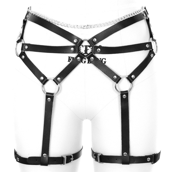 Women S Pu Leather Bondage Garter Belt Body Harness Underwear Thigh Stockings Suspenders Belt