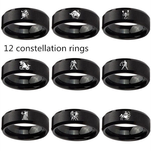 8mm Twelve Constellation Rings Men 