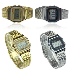 Vintage Womens Men Metal Led Digital Alarm Stopwatch Wrist Watch Classic Watches