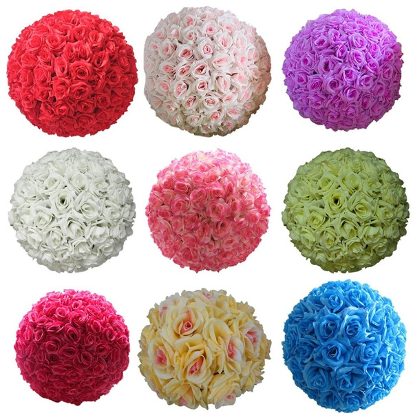 8 Inch Wedding Artificial Rose Silk Flower Ball Hanging Decor Centerpiece