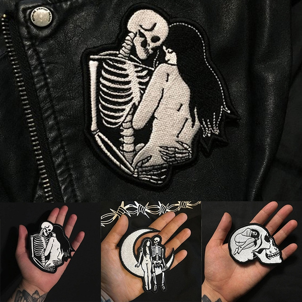 Skull Embroidery Punk Clothing Patches Iron On Patches For Clothes