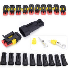 5/10pcs 2Pin Car Waterproof Electrical Connector Plug With Wire AWG Marine Black
