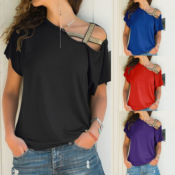 Fashion Casual Loose Cold Shoulder Tops 