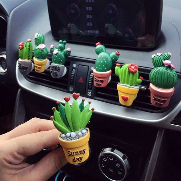 new Cute Cartoon Cactus Car Perfume Air Freshener Car Fragnance Clip ...