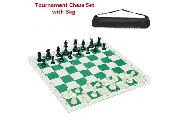 Plastic Tournament Chess Set Mat Camping Travel Amusement Gift 34.5x34.5cm 
