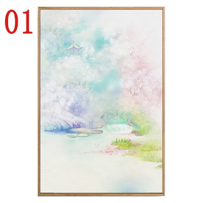 Japanese Flowers Mountain Painting Landscape Art Large Poster & Canvas Pictures 