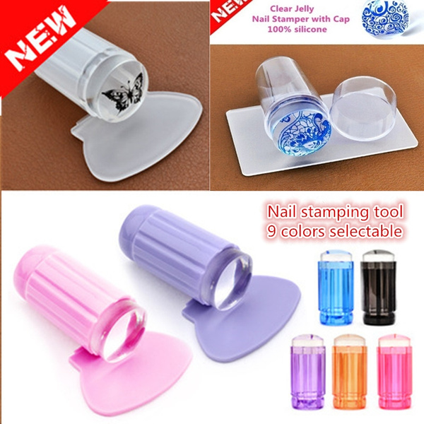 Transparent French Nail Stamper with Scraper Jelly Silicone Stamp Manicure  Tool | eBay