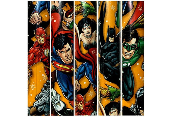 DC Super Friends Batman Flash Gift Wrapping Paper 2 Yards FOLDED Decoupage