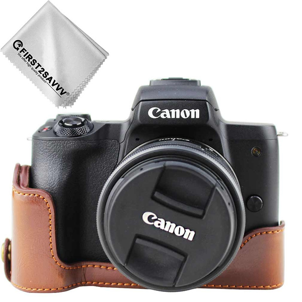 Dark brown Leather Half Camera Case Bag Cover base for Canon EOS