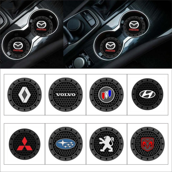 Volume and Tune Knobs 2.75 Inch Car Cup Holder Drink Coaster Car Interior Accessoriess Decoration Ring Emblem Sticker for Auto Engine Start Stop
