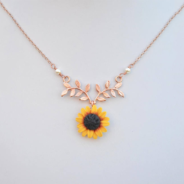New Rose Gold Sunflower Leaf Branch 