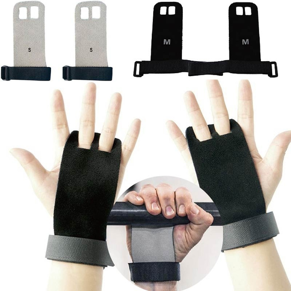 Leather Hand Grip Anti-Skid Weight Lifting Palm Protector Gloves 1 Pair 