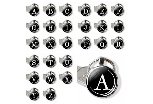 Alphabet Keyring A-Z Initial Letter Key Ring-Shiny Key-Chain-26 Letters T6T3