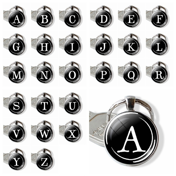 Alphabet Keyring A-Z Initial Letter Key Ring-Shiny Coloful Key-Chain-26  Letters- Y9R6 