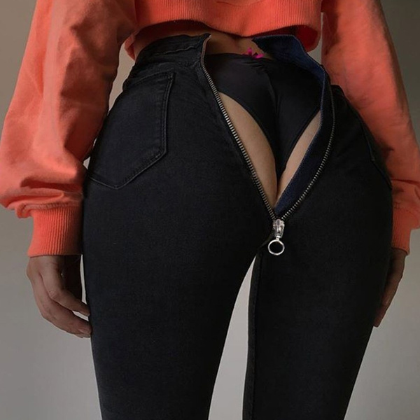 women's back zipper jeans