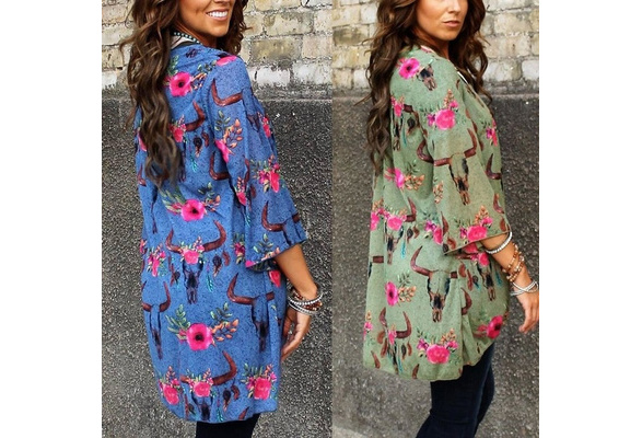 cow skull kimono cardigan