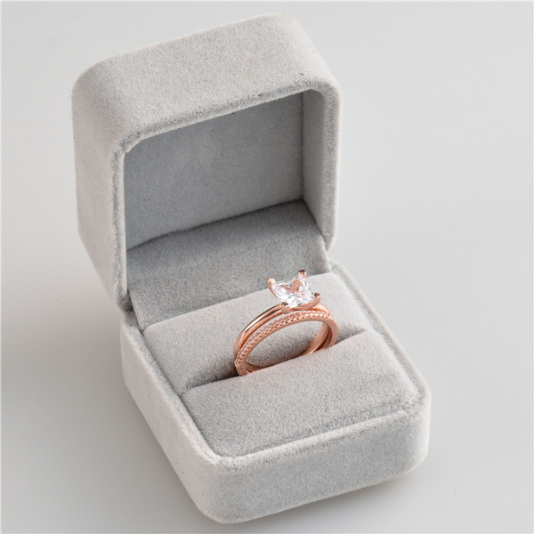 1pc Heart Design Velvet Single Ring Display Box, Engagement Wedding Ring  Case | SHEIN