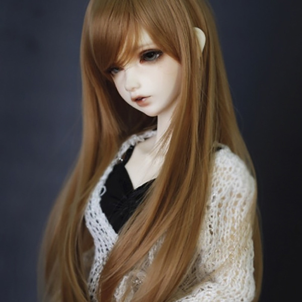 New 18-19cm Lovely Beige Long Straight Wig For 1/4 BJD MSD LUTS DOC ATI DZ Wig 