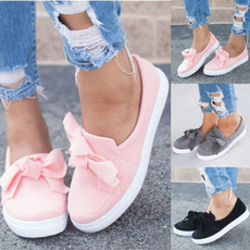 Fashion Women Flats Shoes Ladies Round Toe Bow Slip on Platform Sneakers Cute Loafer Shoes Plus Size 34-43