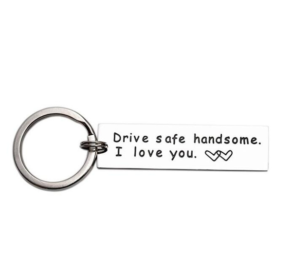 Creative Lettering Drive Safe Handsome I Love You Trucker Keyring Keychain KV 