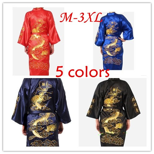 men's embroidered silk robe