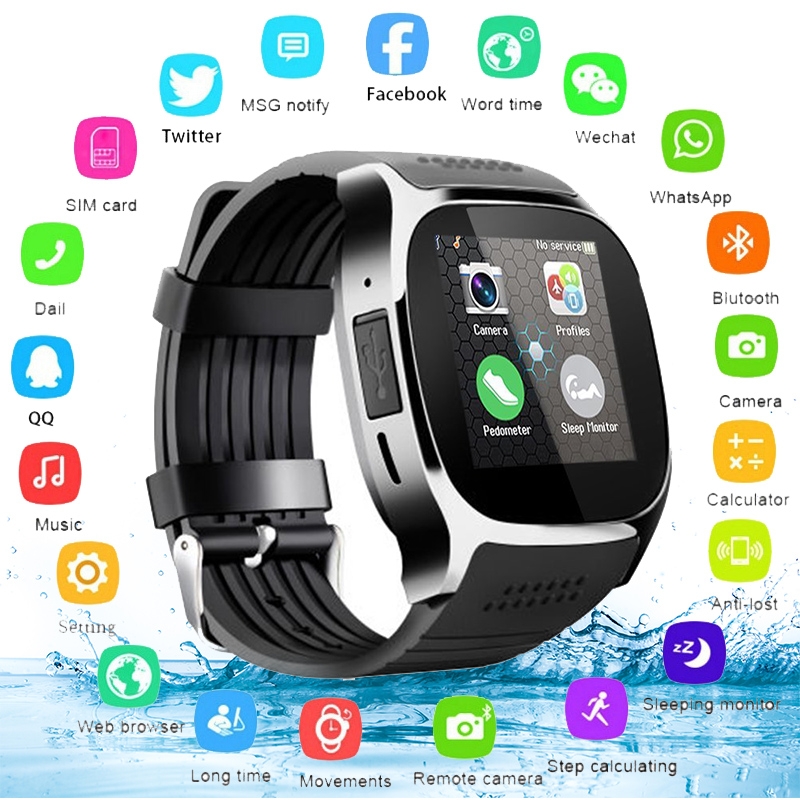 2018 bluetooth smart watch smart bracelet with camera support sim tf watch