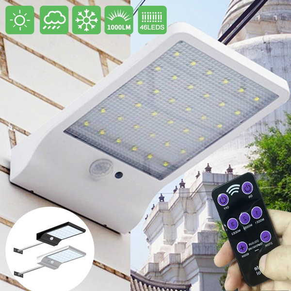 46 LED Solar Powered With remote control Motion Sensor Garden Security ...