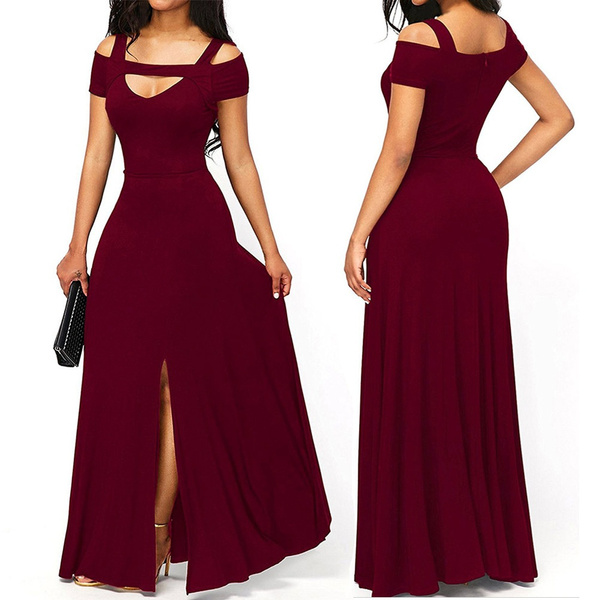 Damen Elegant Langes Abendkleid V Ausschnitt Ballkleider Cocktailkleider Festlich Kleider Wish