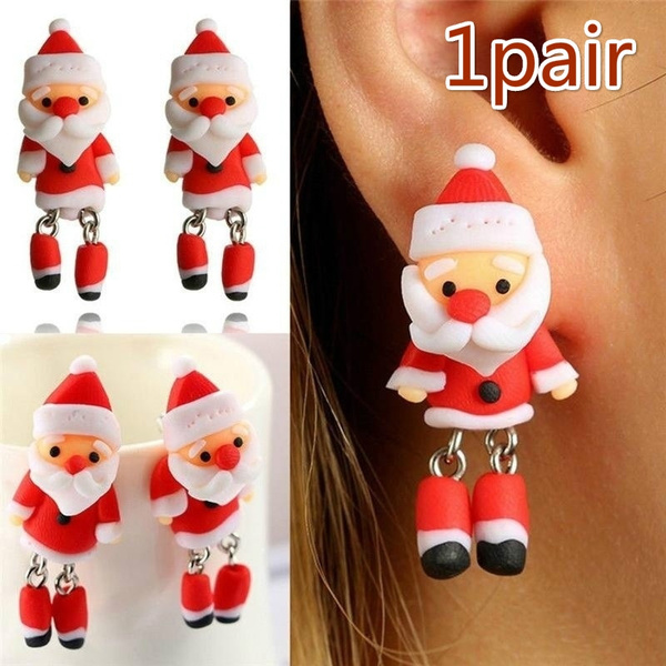Handcrafted Santa Claus Christmas Earrings 