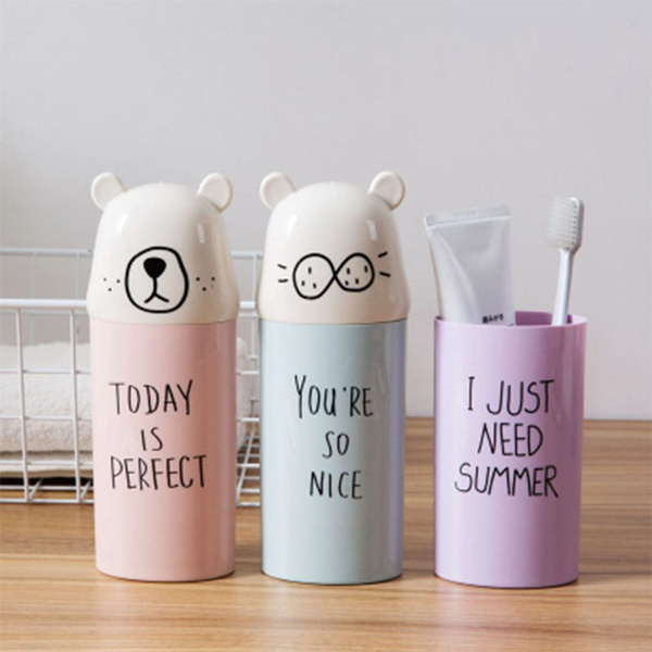 Plastic Cartoon Toothpaste Storage Cup Travel Cup Water Bottle Toothbrush Holder 