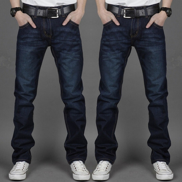 New Fashion 7styles Casual Pants Mens Cotton Denim Slim-fit Straight ...