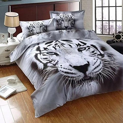 White Tiger Bed Set Queen - Hanaposy