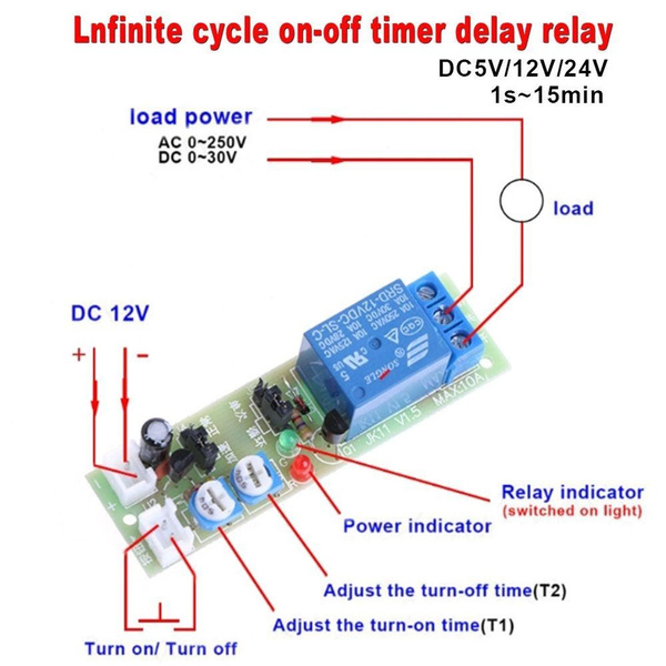 DC 5V 12V 24V Infinite Cycle Delay Timer Relay Switch Delay Turn ON OFF  Module