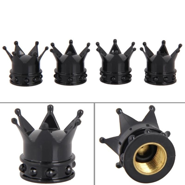 4pcs Pink Universal Crown Style Car Tire Air Valve Stems Cover Caps Wheel Rims